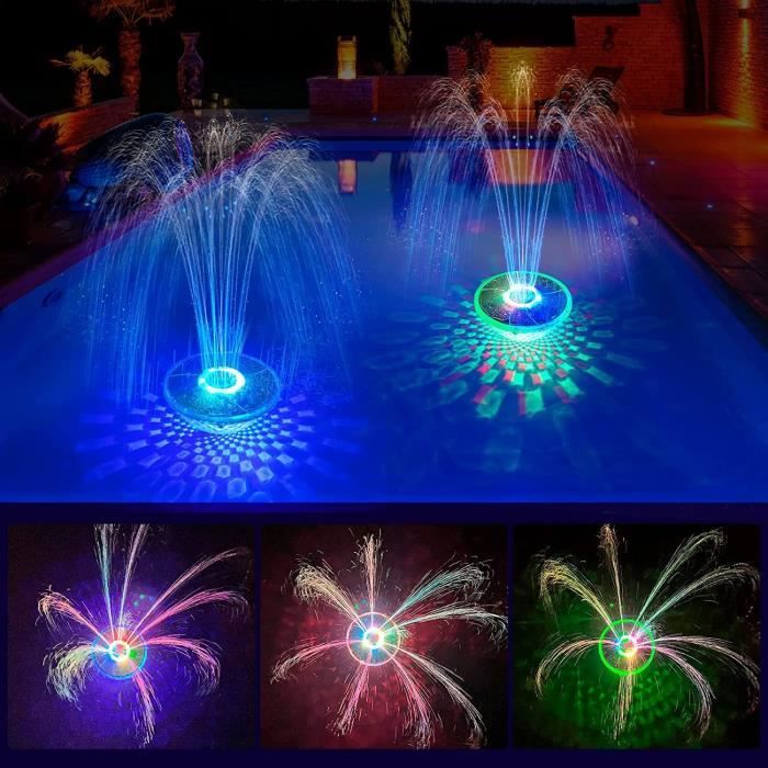Fontaine De Piscine Festnight Avec 4 Jets D'Eau Et 12 Lumières LED - Cascade Décorative Éclairage