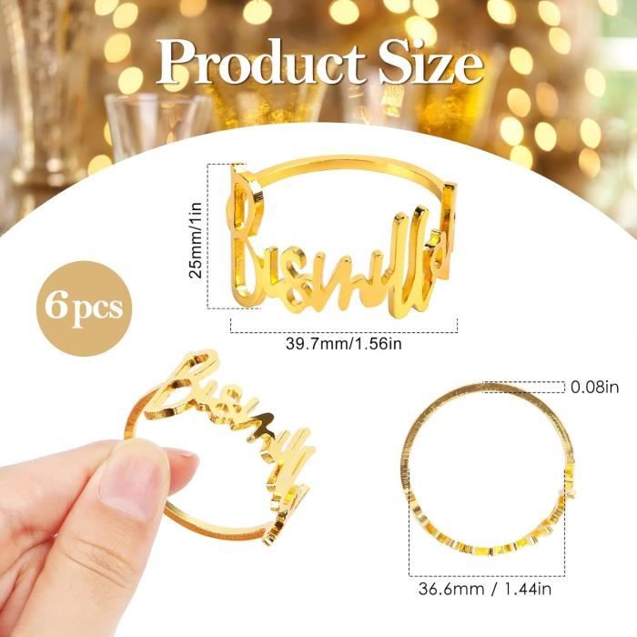 18 Ronds De Serviette Dorés Avec Motif Bismillah – Anneaux Métal Pour Mariage, Ramadan, Banquet – Décoration De Table élégante - 8