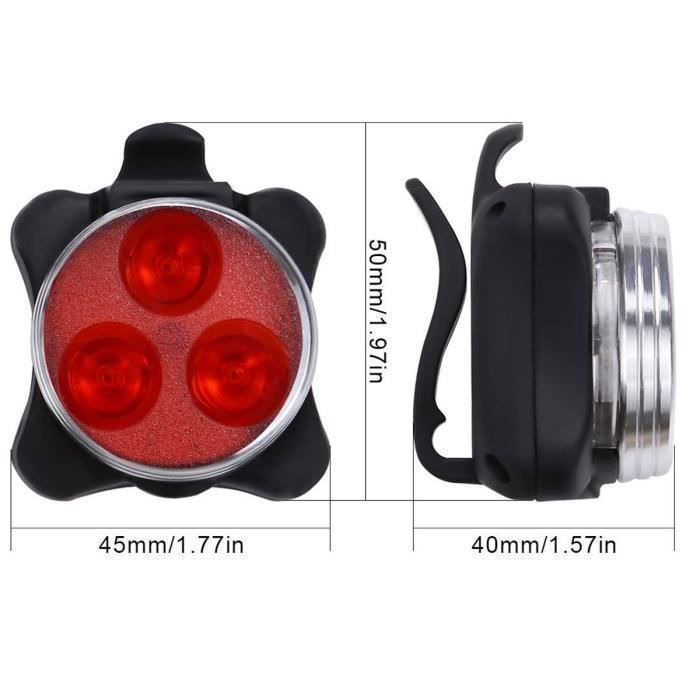 Kit Phare Avant Feu Arrière Vélo Lampe Vélo Avant/arrière Rechargeable - 3+6 Modes, Feux Latéraux, étanche IP65, Pour Cyclisme Nocturne Feu Arrière Vélo Puissant