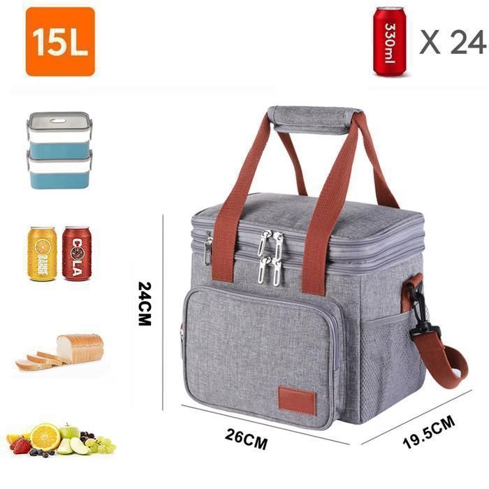 Sac Isotherme 15L, Glacière Souple Isotherme, Sac Picnic Pliable, Grande  Capacité, Imperméable, Sac Réfrigérant à Repas, Déjeuner - Cdiscount Maison