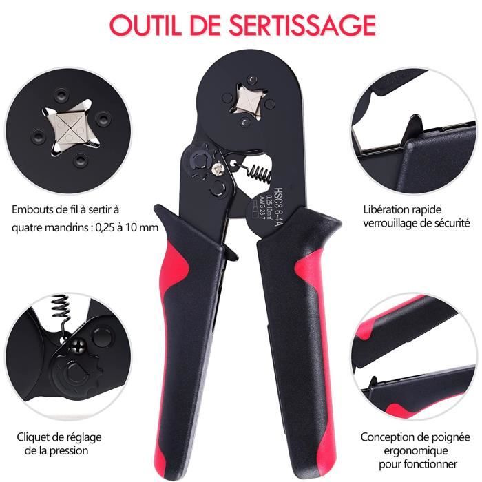 Pince à sertir pour câble métallique avec kit de 150 viroles, jusqu'à 2