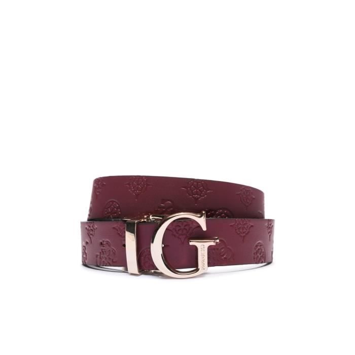Ceinture r versible logo emboss Guess jeans Femme Noir
