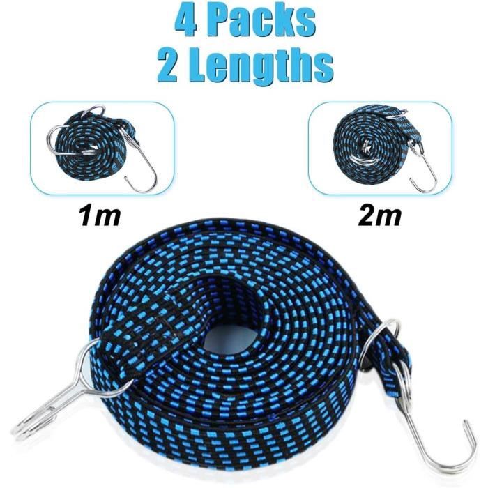 20 Tendeurs Élastiques Avec Crochets - 26 Cm - Pour Bâches, Bagages, Camping - Extensibilité 2.5x