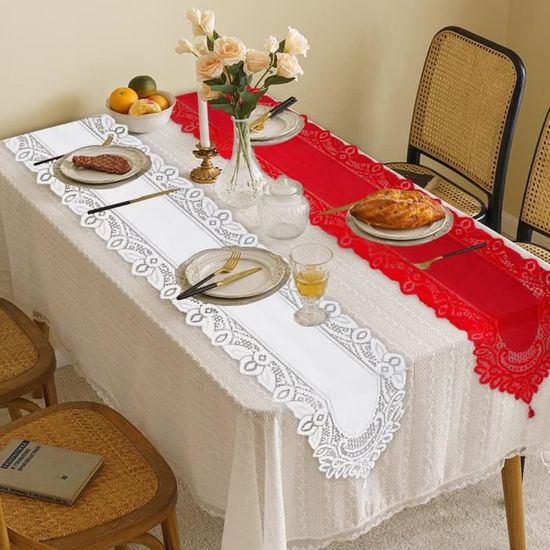 Chemin De Table En Dentelle Brodée Florale : Décoration De