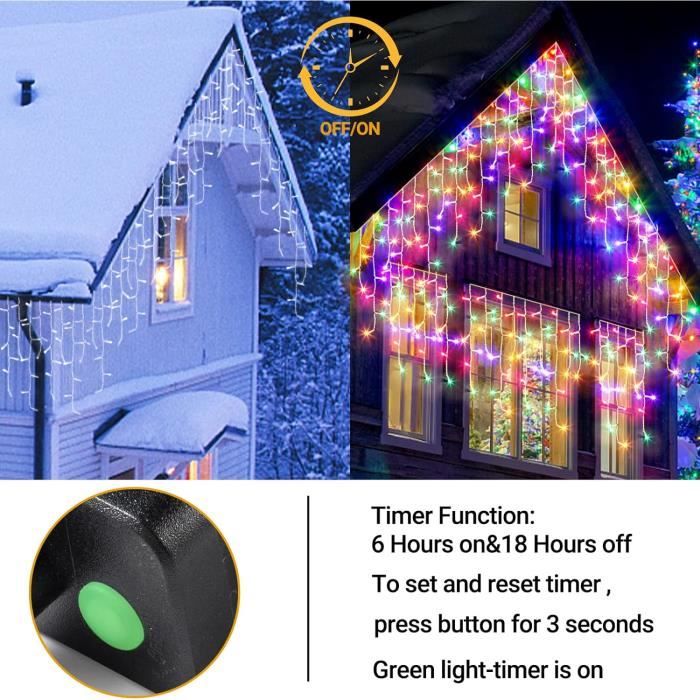 Rideau Lumineux Noel Exterieur 20M 800 Leds, Guirlande Lumineuse Rideau