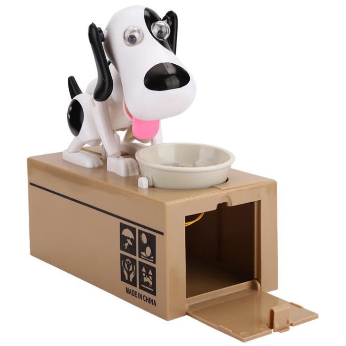 Tirelire Chien Mignon Mécanique - Le Chien "mange" Les Pièces - Fonctionne Sur Piles AA - Cadeau Enfant Pour Noël, Anniversaire