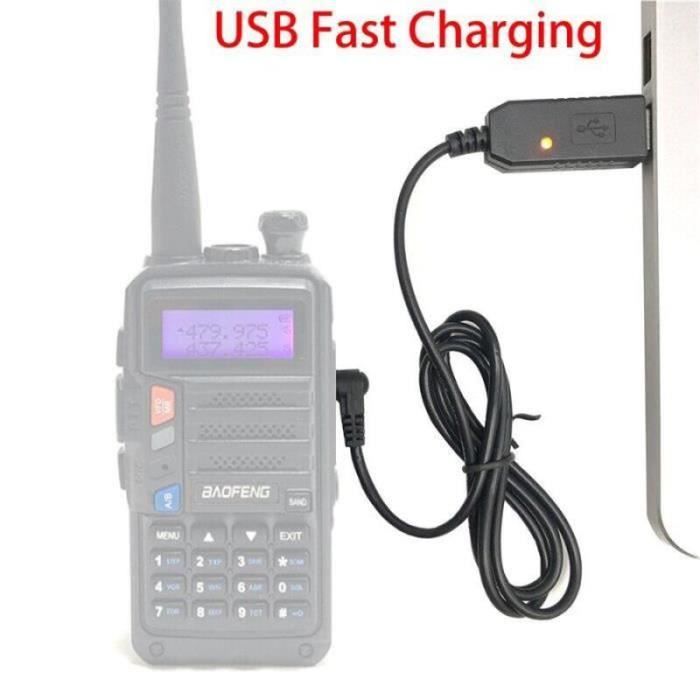 Chargeur USB Pour Baofeng UV5R/UV-5RE/DM-5R - Remplacement, Alimentation Voiture/PC/Batterie Externe