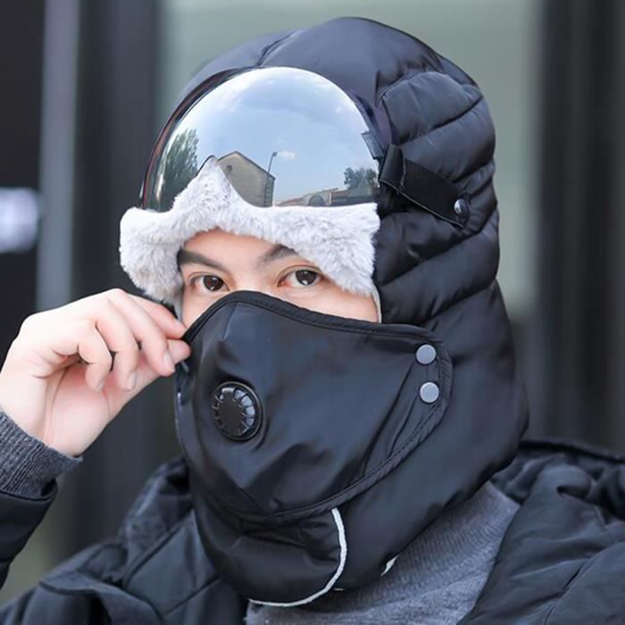 Bonnet d'hiver en polaire pour homme - En polaire - Cagoule -  Chauffe-visage - Thermique - Militaire - Pour le sport, bleu, taille unique  : : Mode