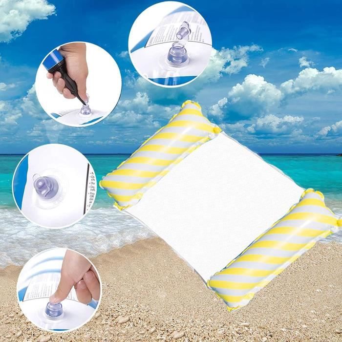 2 Pièces Hamac Gonflable Piscine 4 En 1 Atsmoce - Matelas Flottant Avec Pompe à Main