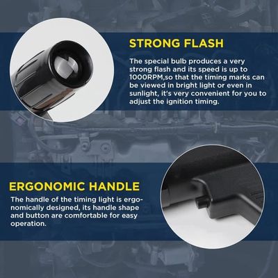 Lampe Stroboscopique 12V Pour Voiture Et Moto - Outil De Diagnostic Allumage Puissant Avec Protection Surcharge