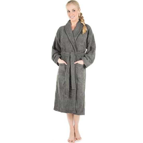 CelinaTex Texas Peignoir De Bain Capuche De Deux Couleurs Longue Poches Appliquées Femme Homme Unisexe Microfibre Laine Polaire de corail XXXL blanc créme gris