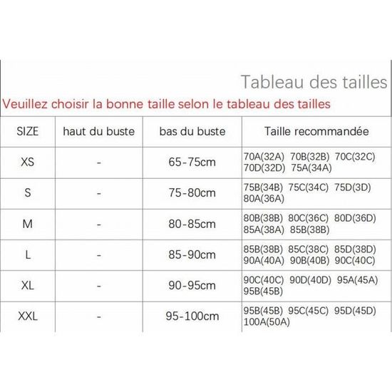 Guide taille soutien sales gorge grande taille