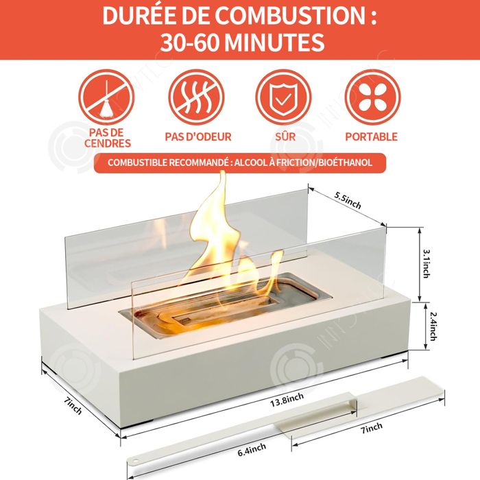 Feu Décoratif éthanol Cheminée De Table Éthanol - Brasero D'Intérieur/ Extérieur - Kit Complet 6 Accessoires - Cadeau Déco Chaleureux Brasero Design