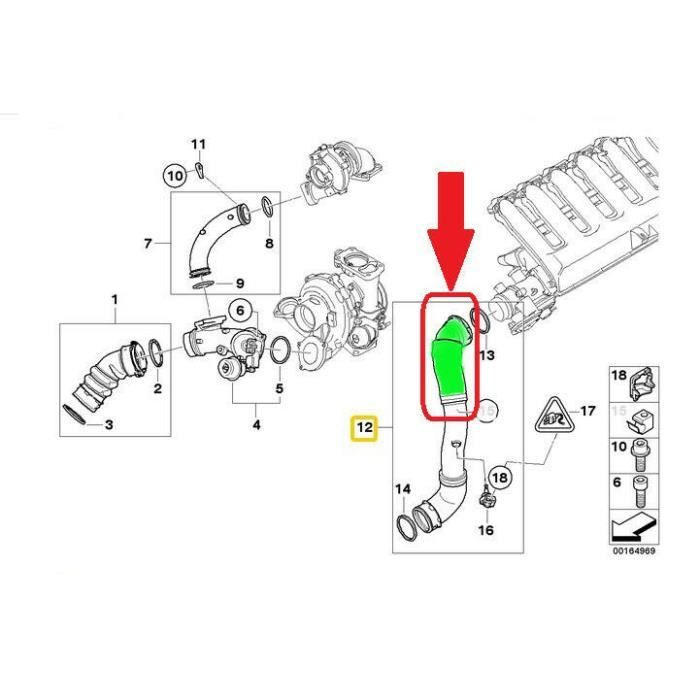 Tubo Intercooler Superiore Per BMW Serie 3 E90 E92 E Serie 5 E60 E61 | 520d 530d 530XD | 11617799401 - Foto 3