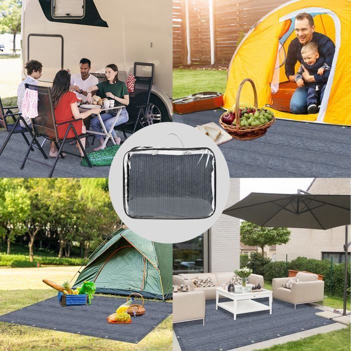 YRHome Tapis d'auvent 400 x 500 cm 19 piquets de camping en plein air - Tapis de camping