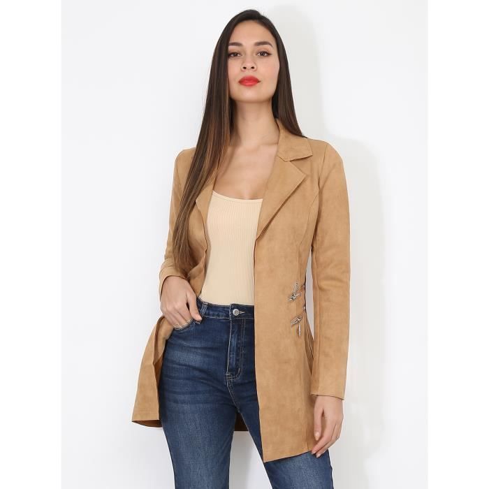 Veste longue on sale en suedine femme