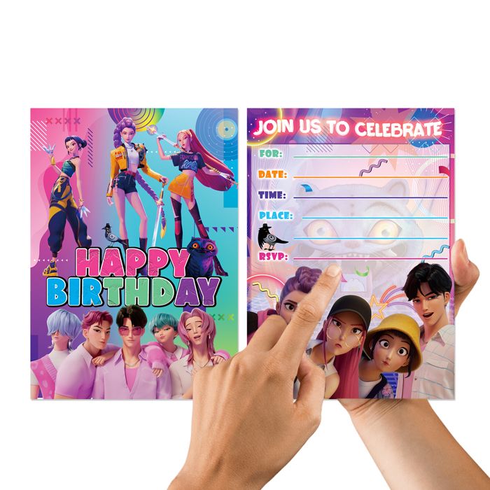 12 Cartes D'Invitation Anniversaire Enfant - Design Coloré Avec Enveloppes Et Autocollants - En Français