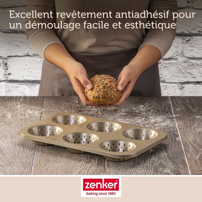 Lot De 2 Moules à Pain Zenker - 36x27x5cm, Acier Revêtu Teflon Antiadhésif, Pour 12 Petits Pains Ou Brioches Par Moule - 7