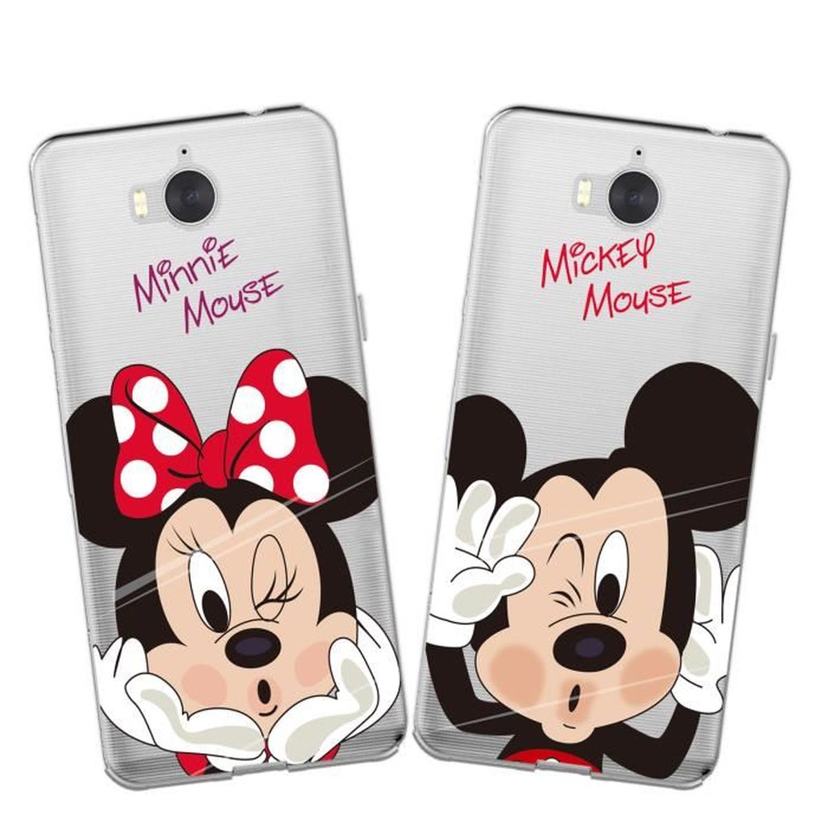 2 X Coque Huawei Y6 2017, Disney Mouse Doux Souple Transparent TPU Housse Étui Pour Huawei Y6 2017