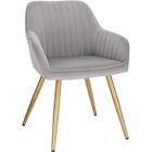 BRAND Chaise de Salle à Manger avec Dossier et Accoudoir, Chaise de Cuisine en Velours, Fauteuil Scandinave, Gris Clair 1023BY-1