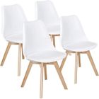 DEWINNER Chaises de Salle à Manger Catherina , Chaise de Bureau rétro, Assise rembourrée en hêtre Massif (Blanc, Lot de 4)