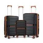 KONO Set de 3 Valises (55/66/76cm) Ultra Léger Valises de Voyage en Polypropylène Légere à 4 roulettes avec Serrure TSA Intégré, Noir