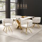 Chaises Salle à Manger Pivotantes 4 Pièces - OKWISH - Pieds en métal Doré - Velours Beige - Conception Ergonomique - Scandinave