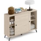 PEGANE Buffet 2 portes coloris effet bois - Hauteur 87 x Longueur 120 x Profondeur 40 cm