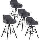 WOLTU Tabouret Bar en Velour Lot de 4, Siège Rembourré Pivotant à 360°, Chaise Bar, Cadre en Métal, Gris Foncé W0ATT0264-4