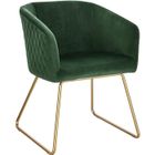 WOLTU Chaise de Salle à Manger Chaise de Cuisine Chaise Salon en Velours,Fauteuil Chaise Pieds en métal doré,Vert Foncé
