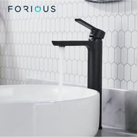 Robinet de lavabo FORIOUS - Finition Dépolie Noire - Poignée Unique en Laiton