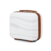 Kono Vanity Case Rigide ABS Léger Portable 34x30x17cm Trousse de Toilette pour Voyage, Blanc Crème