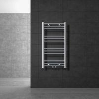 LuxeBath Radiateur de salle de bain Sahara 500 x 800 mm, chromé, courbé avec raccord central, radiateur design chauffe-serviettes