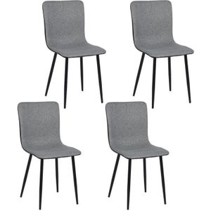 Lot 4 chaises rétro en tissu kaki et pieds noir Sando Casita - 9417