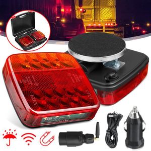 Kit de feux de remorque sans fil pour camion de remorquage, lampe de  remorquage LED rechargeable avec magnétique pour tra de bateau
