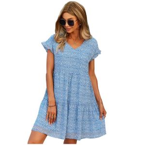 Robe Bohème Femme MessBebe, Col En V, Manches Longues, Avec Ceinture - Élégante Pour été Et Automne Robe élégante Pour Vacances Plage Robe Bohème Femme MessBebe, Col En V, Manches Longues, Avec Ceinture - Élégante Pour été Et Automne Robe élégante Pour Vacances Plage