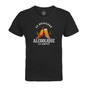 T-SHIRT T-shirt Enfant Noir Le Meilleur Alcoolique du Mond