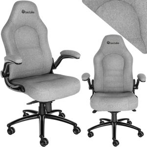 CHAISE DE BUREAU TECTAKE Chaise de bureau ergonomique SPRINGSTEEN avec Revêtement en tissu accoudoirs pliable et fonction de bascule - Gris