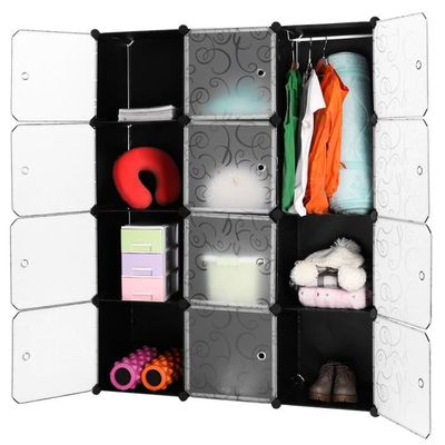 Lifewit Armoire A Vetement Avec 12 Cubes Diy En Plastique Resine Penderie Rangement Amovible Noir Et Blanc Systemes De Penderie Cuisine Maison
