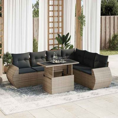 Concept Usine Salon de jardin 8 places avec canapé d'angle en résine tressée grise MOOREA - Ensemble canapé & fauteuils - Rue du Commerce