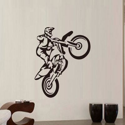 Autocollants Muraux Sticker Amovibles De Moto Gym Chambre Canape Fond Mur 57x70cm Achat Vente Stickers Cdiscount