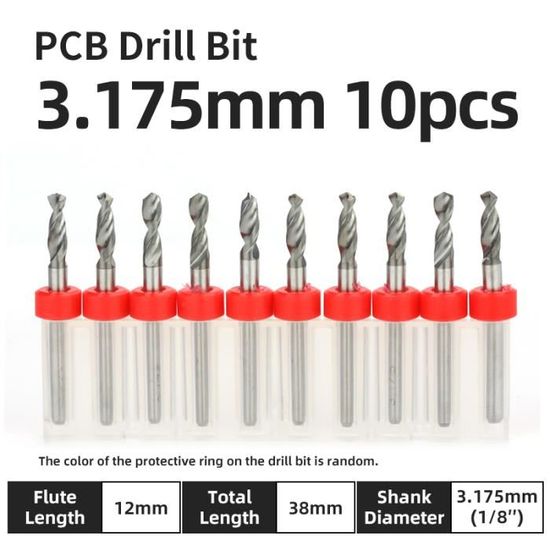 Lot De 5 Forets PCB En Carbure De Tungstène 1,75 Mm - Tige 1/8" (3,175 Mm) - Pour Circuit Imprimé, Gravure CNC, Bijoux, Plastique