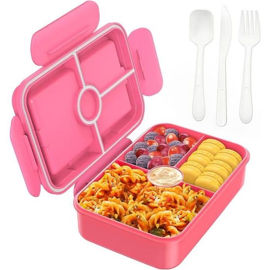 Lot De 6 Boîtes à Lunch Plates Hausfelder – Avec Compartiments, Pour Enfants Et Adultes, Rose (2 Grandes + 4 Petites)