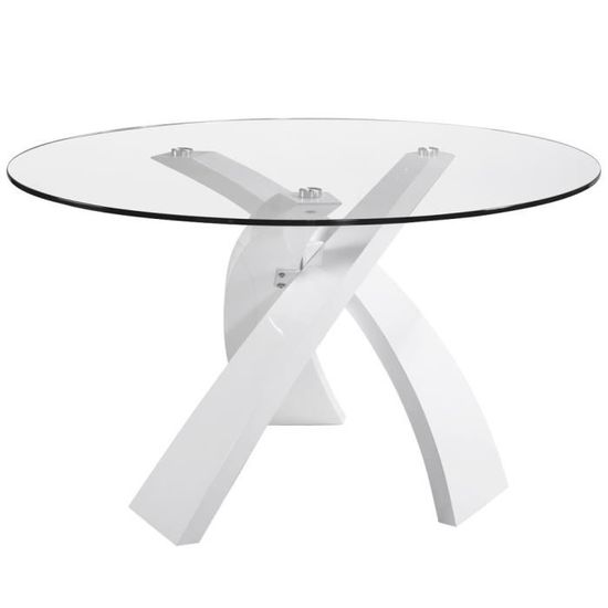 Table A Manger Cross Verre Blanc Laque Achat Vente Table A
