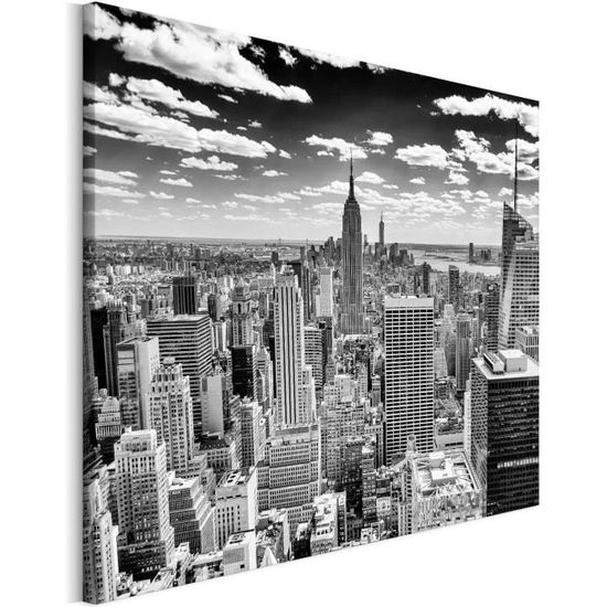Tableau Toile Cadre Imprimé Rétro New York City Building Encadrement