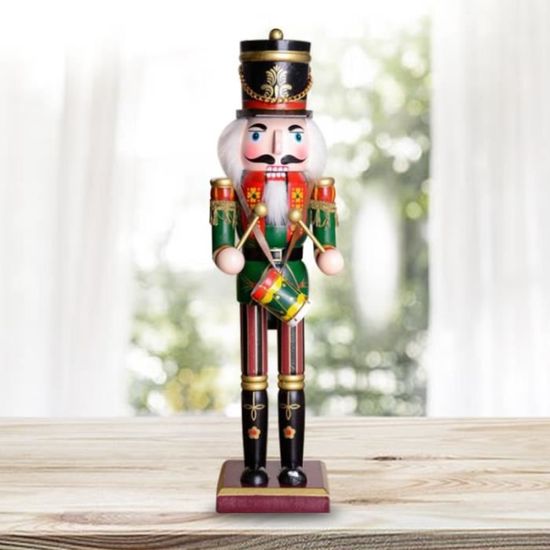 Casse-noisette Soldat En Bois Peint - Décoration De Noël 30 Cm, Vert, Cadeau Festif Traditionnel