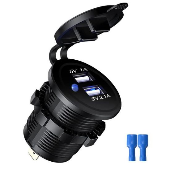 MangWany Prise Allume-Cigare 12V/24V Étanche – Pour Voiture, Moto, Bateau, Camping-Car – Avec Fusible & Câble 1m