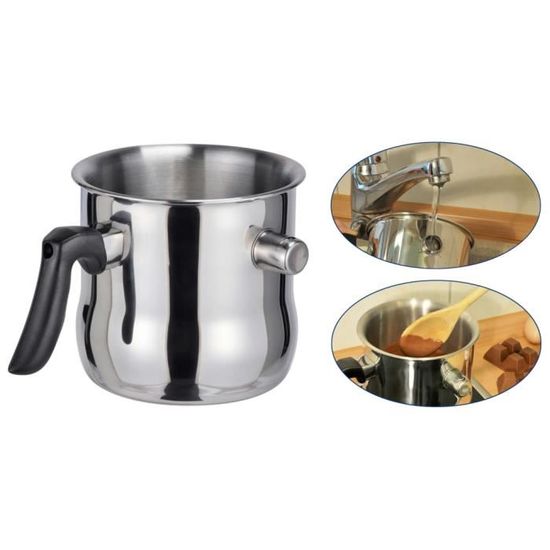 Casserole à Lait 1,5 L Double Paroi En Inox - Anti-débordement, Pour Induction Et Gaz