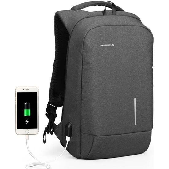 SONAMBULO Sac à Dos Ordinateur 15.6" Homme - Imperméable, Port USB Charge, Compartiments Spacieux Pour Travail Voyage Études