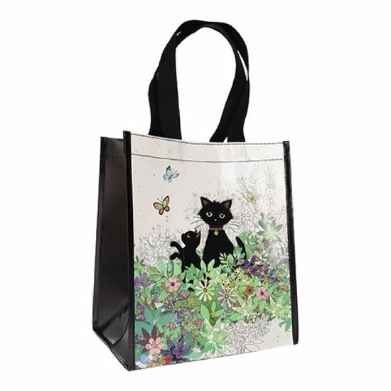 Cabas Courses Recyclé KIUB - Motif Chat Dormant Sur Coussins - 31x26x16 Cm - Écologique Et Stylé